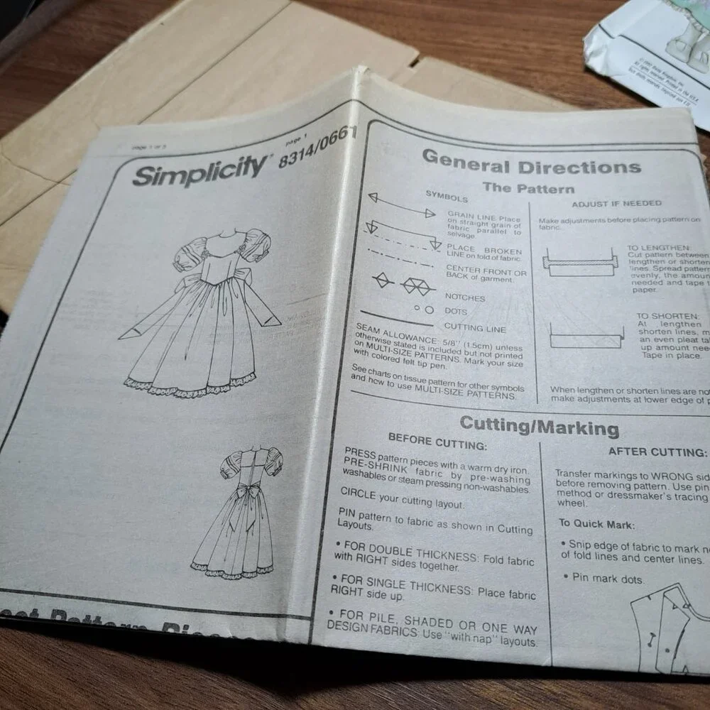 VTG Simplicity Pattern #8314 Daisy Kingdom Dress 1993‎ UNCUT Sz BB 12-14